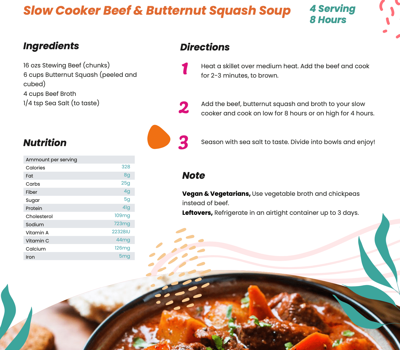 WOMEN'S FLEX PLAN SAMPLE RECIPE | beef + butternut squash soup