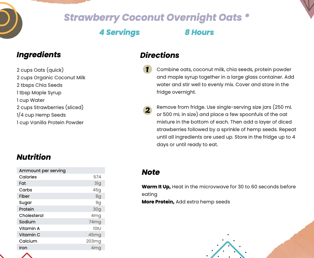 MEN'S VEGAN SAMPLE RECIPE | STRAWBERRY COCONUT OVERNIGHT OATS