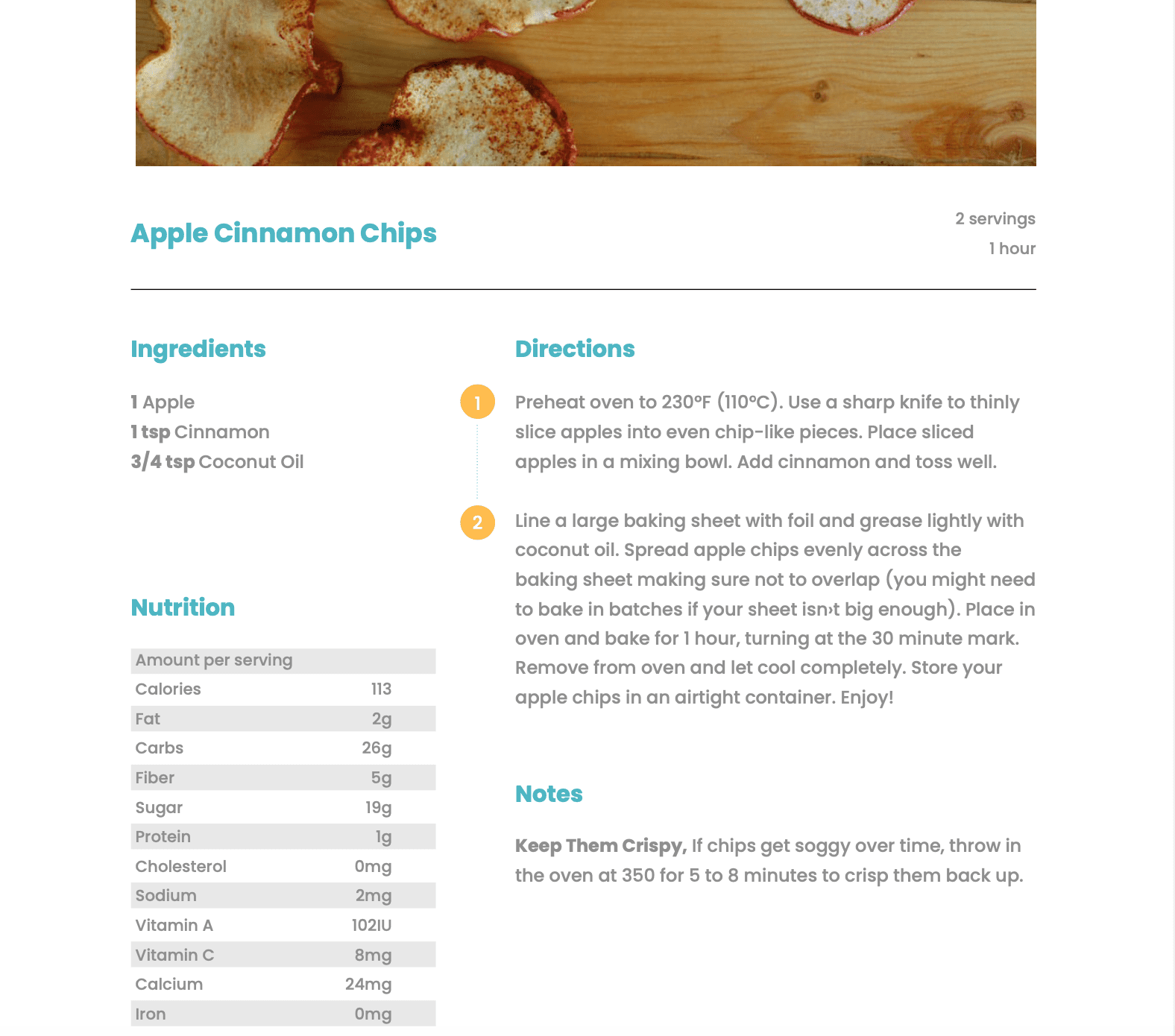 Recipe for Apple Cinnamon Chips