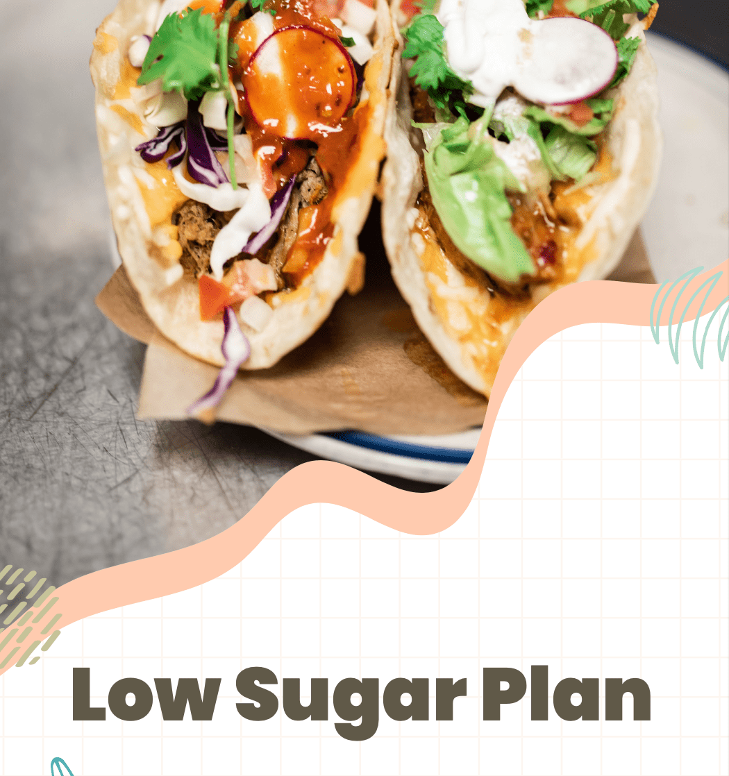 LOWER SUGAR MEAL PLAN COVER | Two tacos on a plate